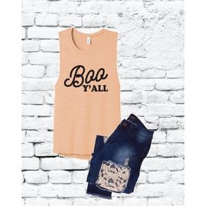 Boo Y'All Tank Women's Flowy Scoop Neck Muscle Tee Fall